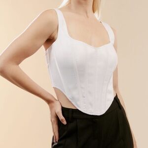 Bardot Satin Corset Bustier Top in Orchid White size US 12 NEW with tags